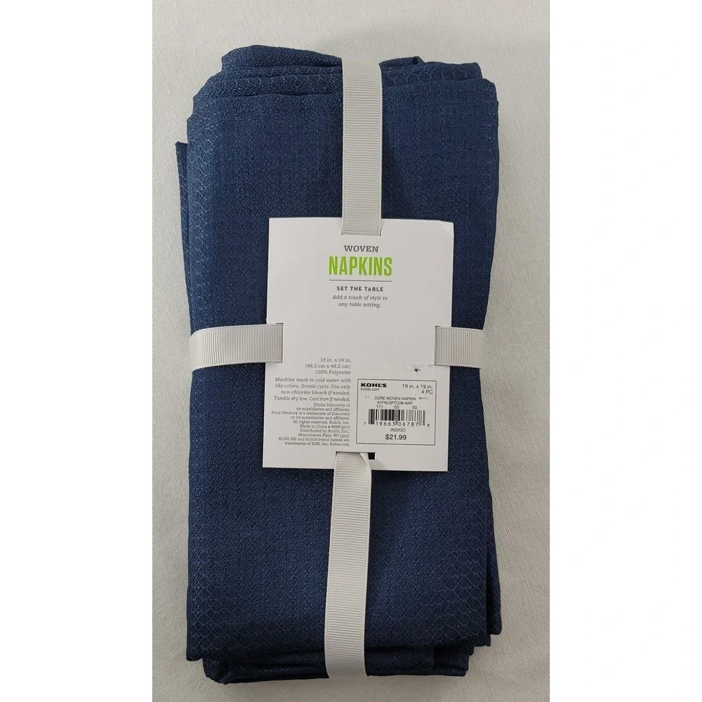 Brand New Set Of 4 Blue Food Network Woven Napkins